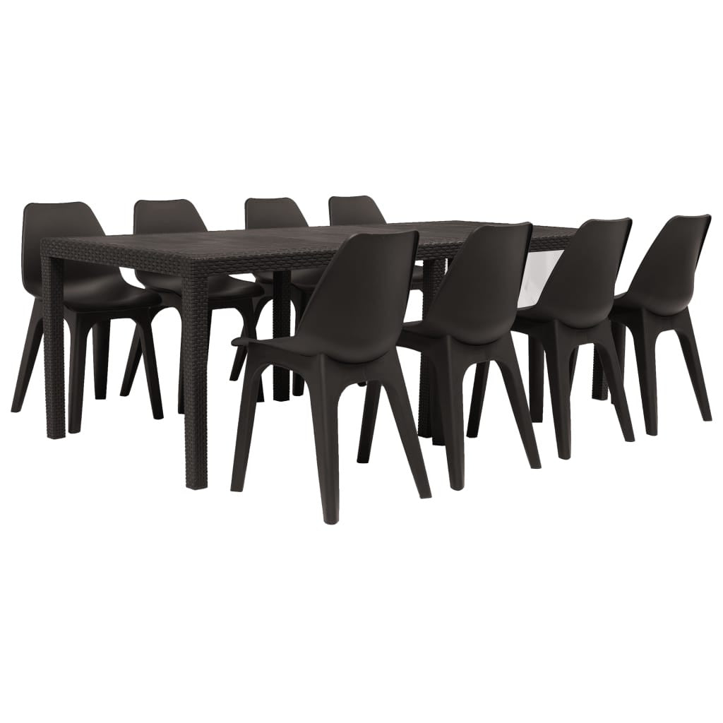 Ulkoruokailuryhmä 9-osaa muovi ruskea