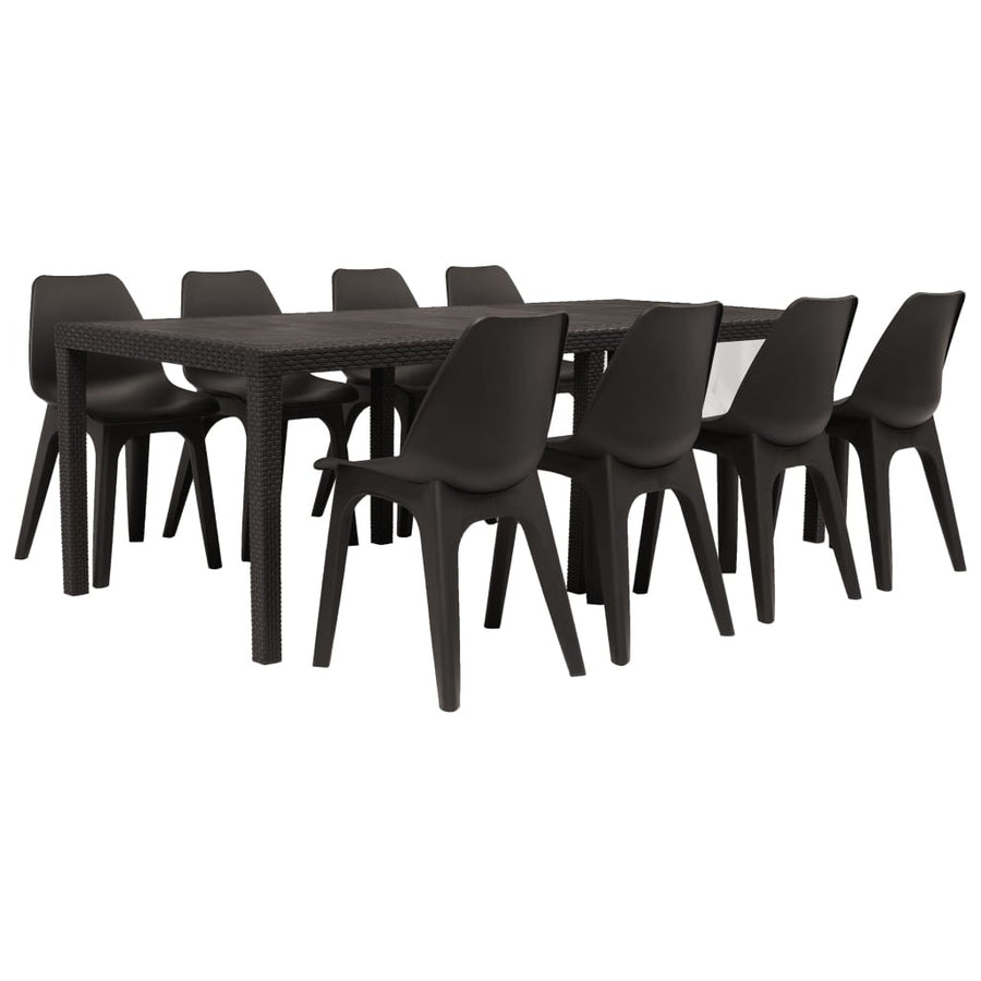 Uteserveringsset, 9 delar, plast, brunt