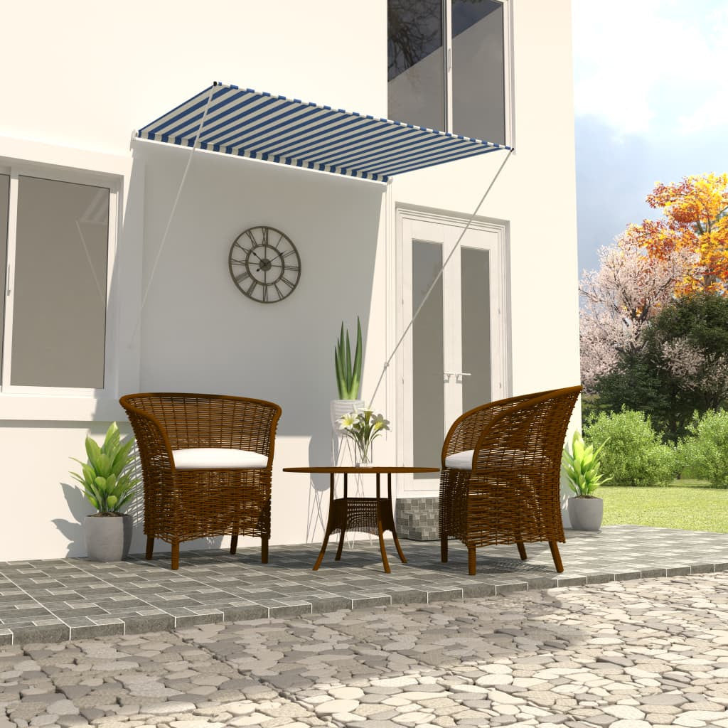 Sisäänkelattava markiisi 150x150 cm sininen ja valkoinen