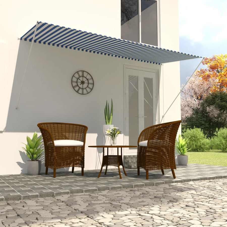 Utdragbar markis 300x150 cm blå och vit