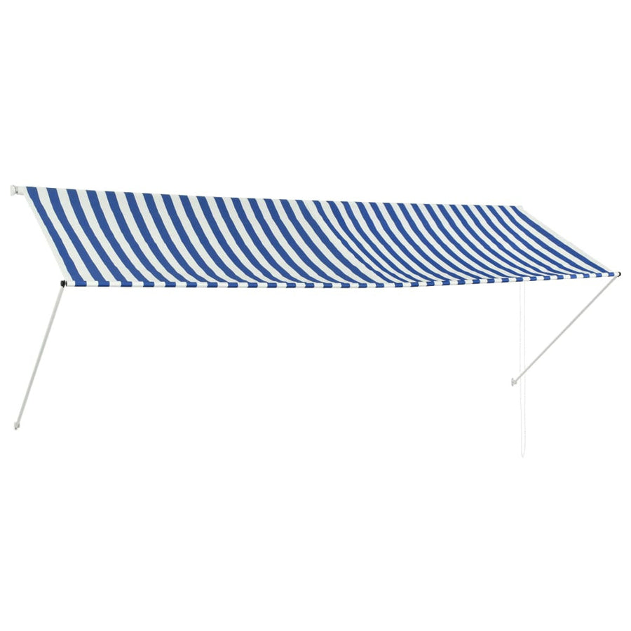 Utdragbar markis 350x150 cm blå och vit