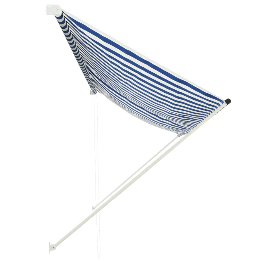 Utdragbar markis 350x150 cm blå och vit