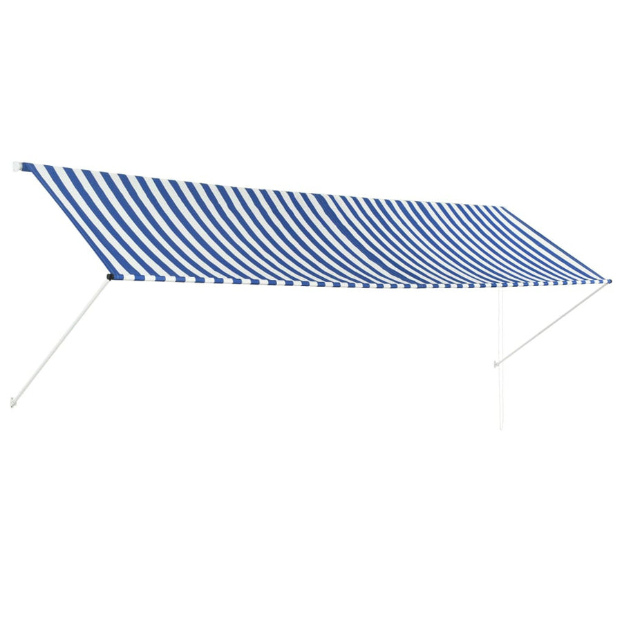 Sisäänkelattava markiisi 400x150 cm sininen ja valkoinen