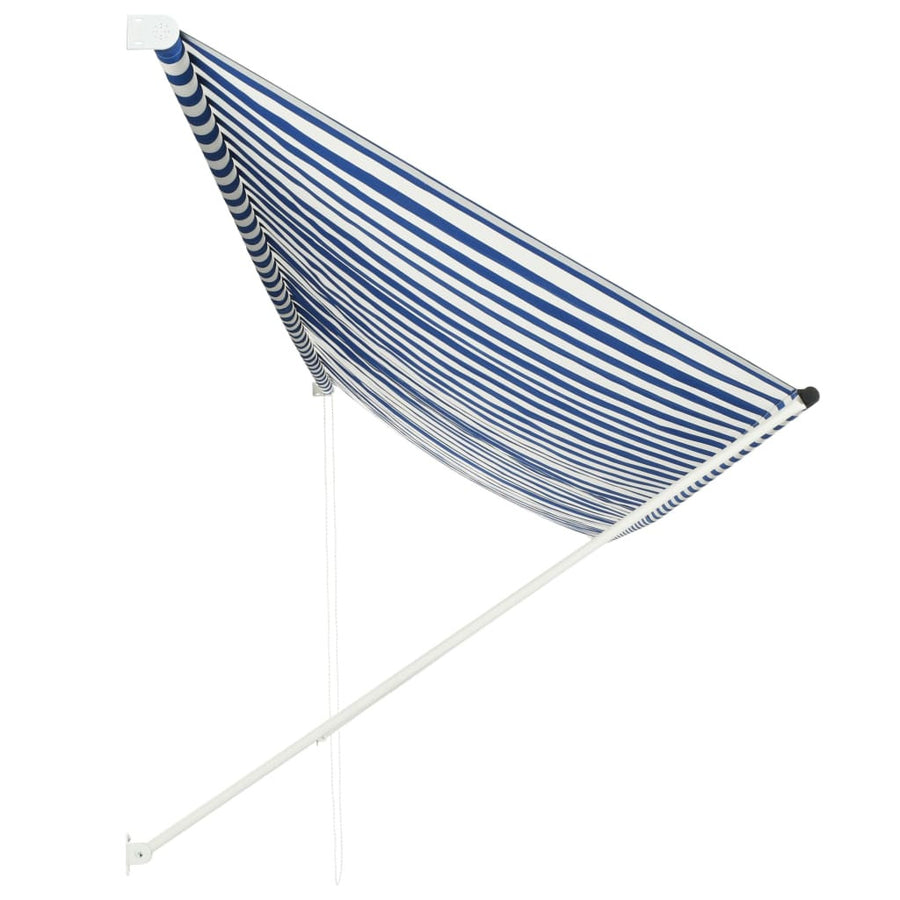 Sisäänkelattava markiisi 400x150 cm sininen ja valkoinen