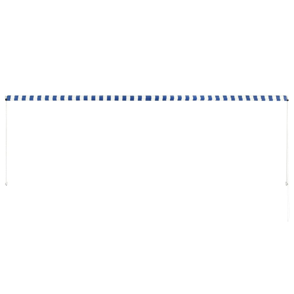Sisäänkelattava markiisi 400x150 cm sininen ja valkoinen