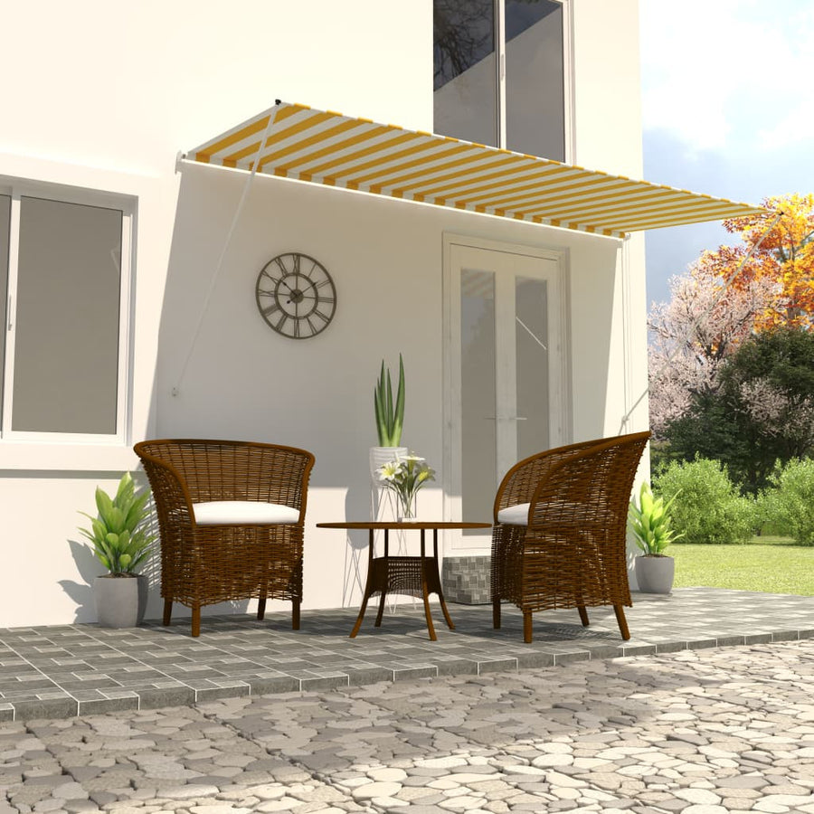 Utdragbar markis 400x150 cm gul och vit