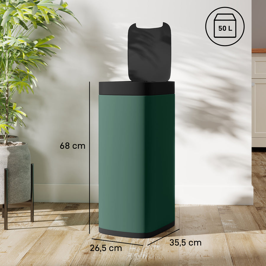 Sensoriroskakori 50 l, sormenjälkiä hylkivä metalli, ei sisäastiaa, tummanvihreä