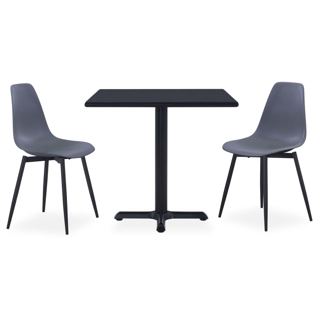 3-osainen ulkoruokailuryhmä metalli ja PP harmaa