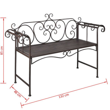 Puutarhapenkki 132 cm teräs antiikinruskea
