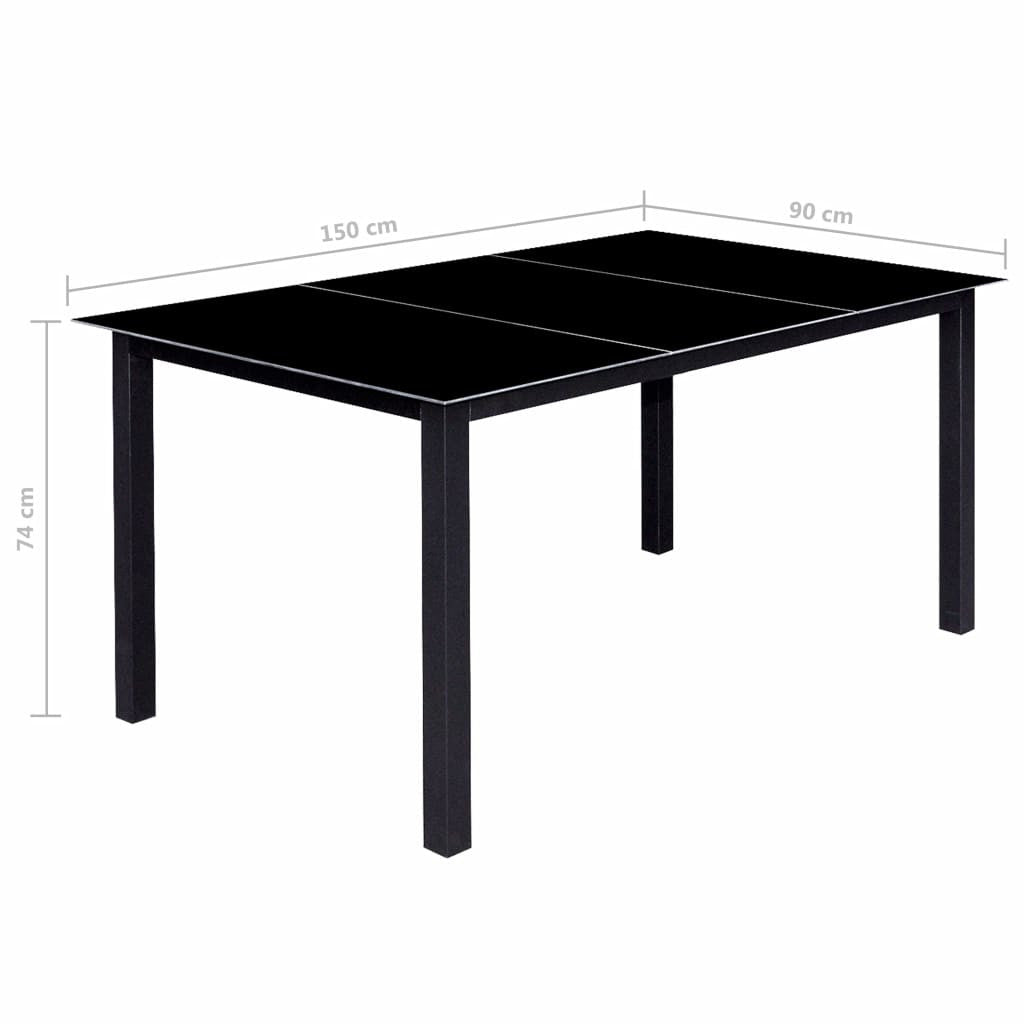 10-osainen Ulkoruokailuryhmä alumiini musta