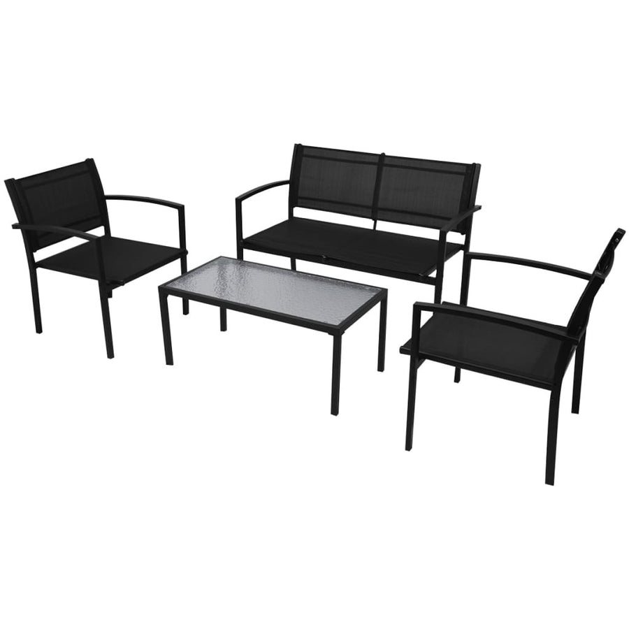 4-delad trädgårdssoffgrupp, textilene, svart