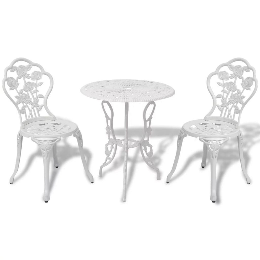 3-delat bistroset, gjuten aluminium, vitt