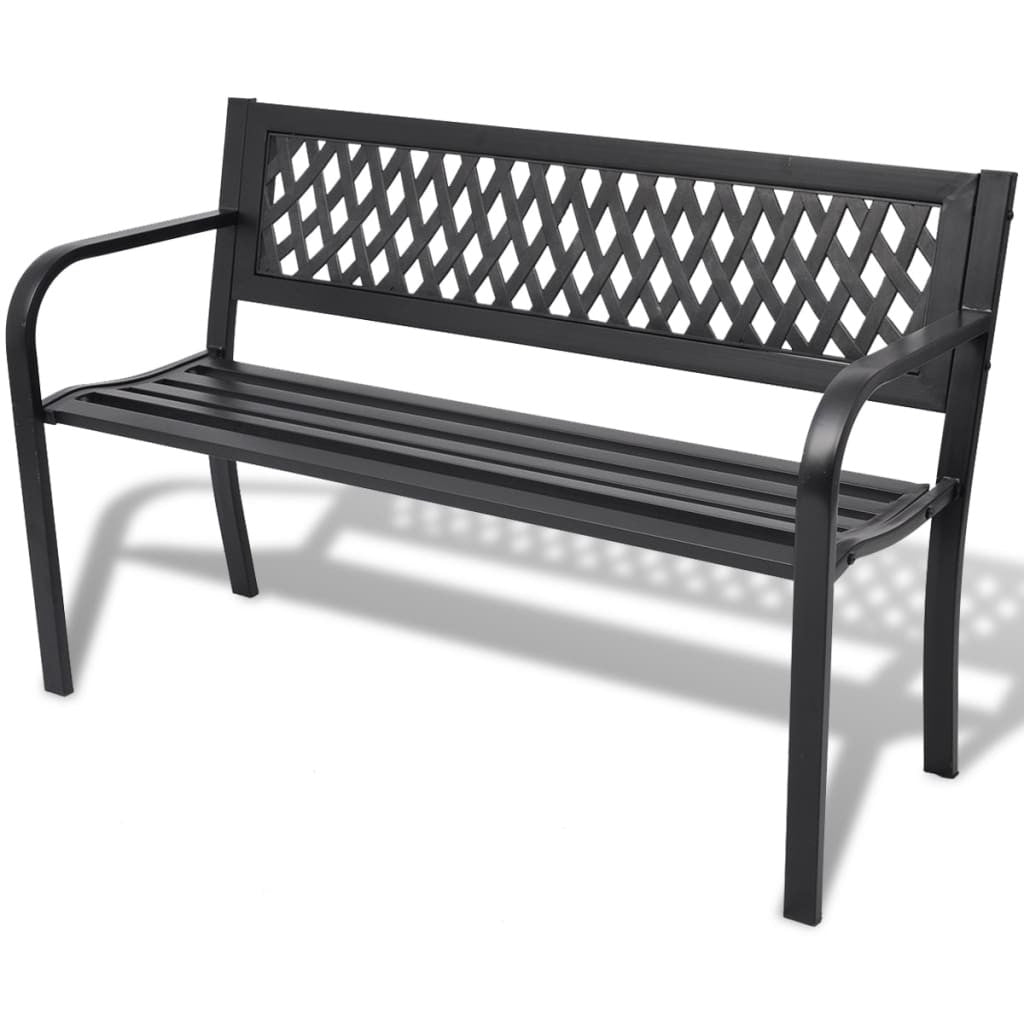 Trädgårdsbänk 118 cm, svart stål