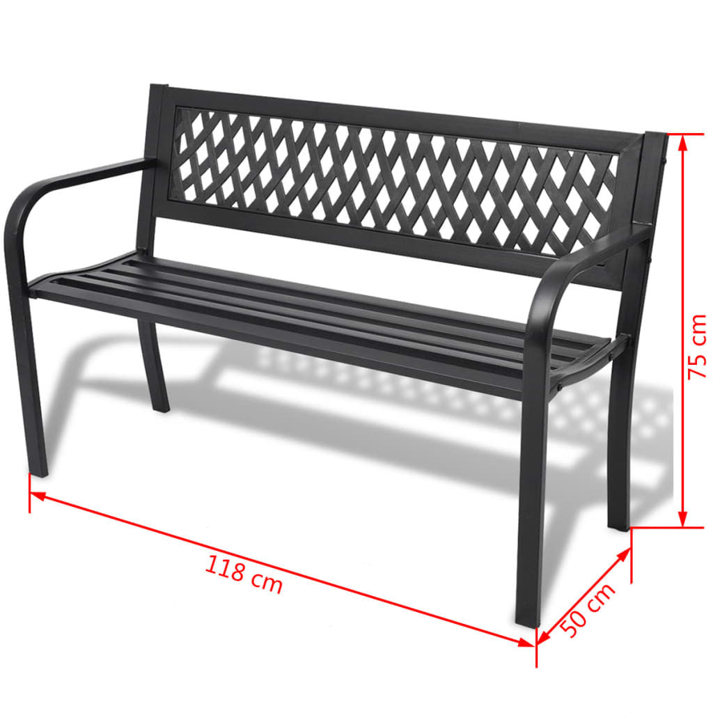 Puutarhapenkki 118 cm, musta teräs