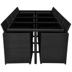 13-osainen Ulkoruokailuryhmä tyynyillä polyrottinki musta