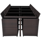 13-osainen Ulkoruokailuryhmä tyynyillä polyrottinki ruskea