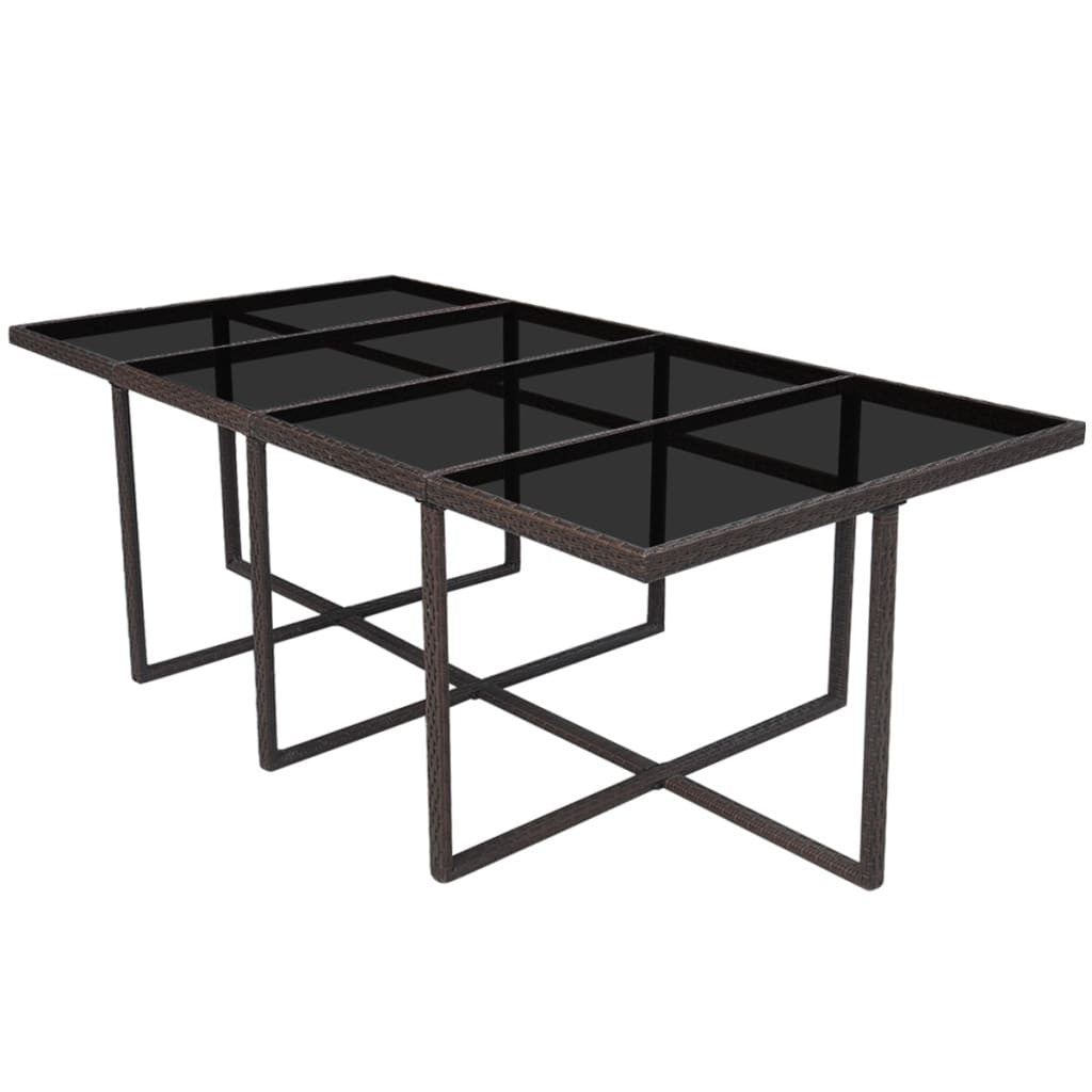 13-osainen Ulkoruokailuryhmä tyynyillä polyrottinki ruskea