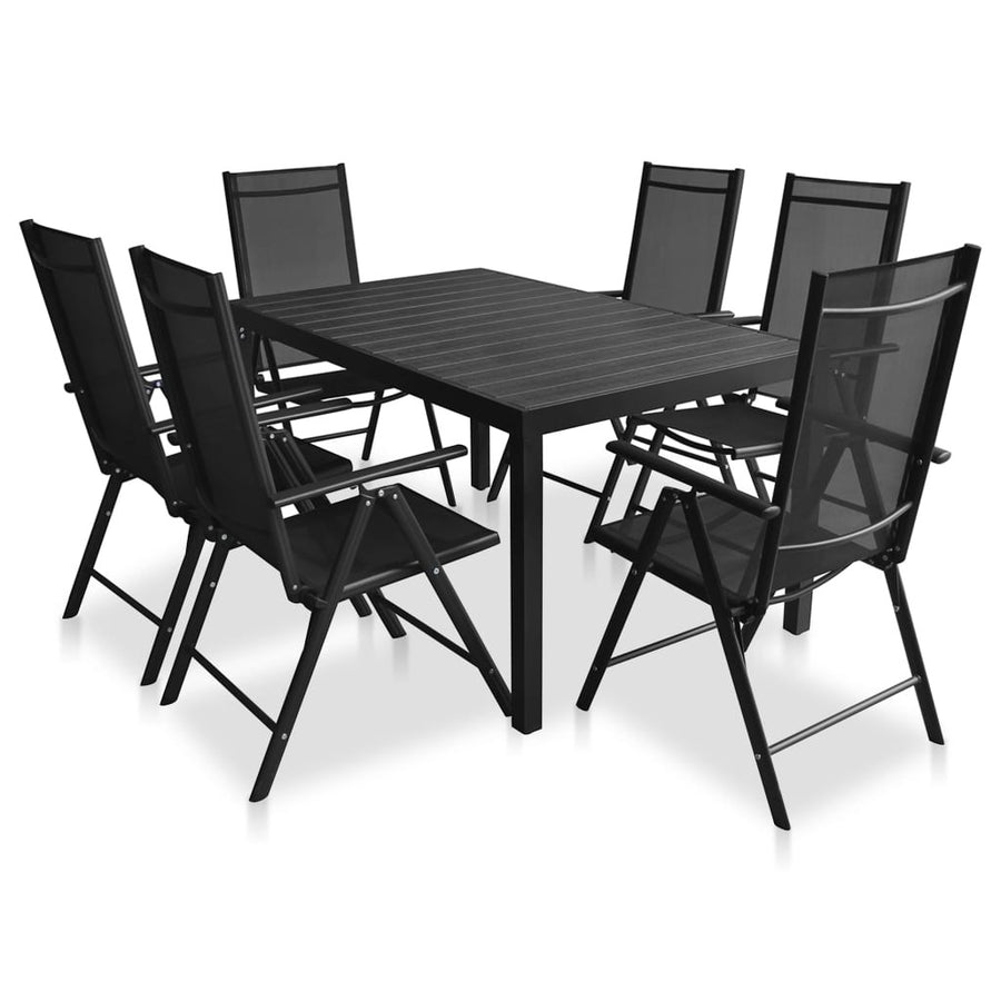 7-delat utematset i aluminium och svart WPC