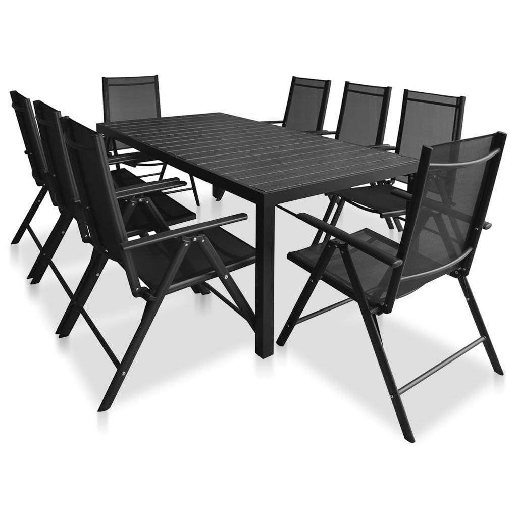 9-osainen Ulkoruokailuryhmä alumiini ja WPC musta