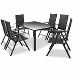 7-osainen Ulkoruokailuryhmä alumiini ja polyrottinki