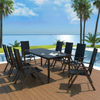 9-osainen Ulkoruokailuryhmä alumiini ja polyrottinki