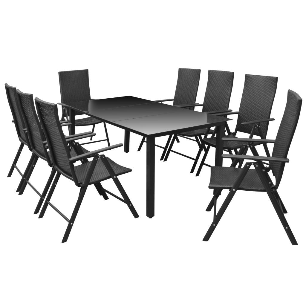 9-osainen Ulkoruokailuryhmä alumiini ja polyrottinki