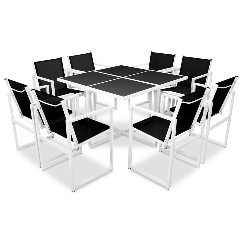 9-osainen Ulkoruokailuryhmä alumiini musta