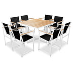 9-osainen Ulkoruokailuryhmä WPC pöytälevy alumiini