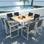 9-osainen Ulkoruokailuryhmä WPC pöytälevy alumiini