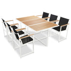 7-osainen Ulkoruokailuryhmä WPC pöytälevy alumiini