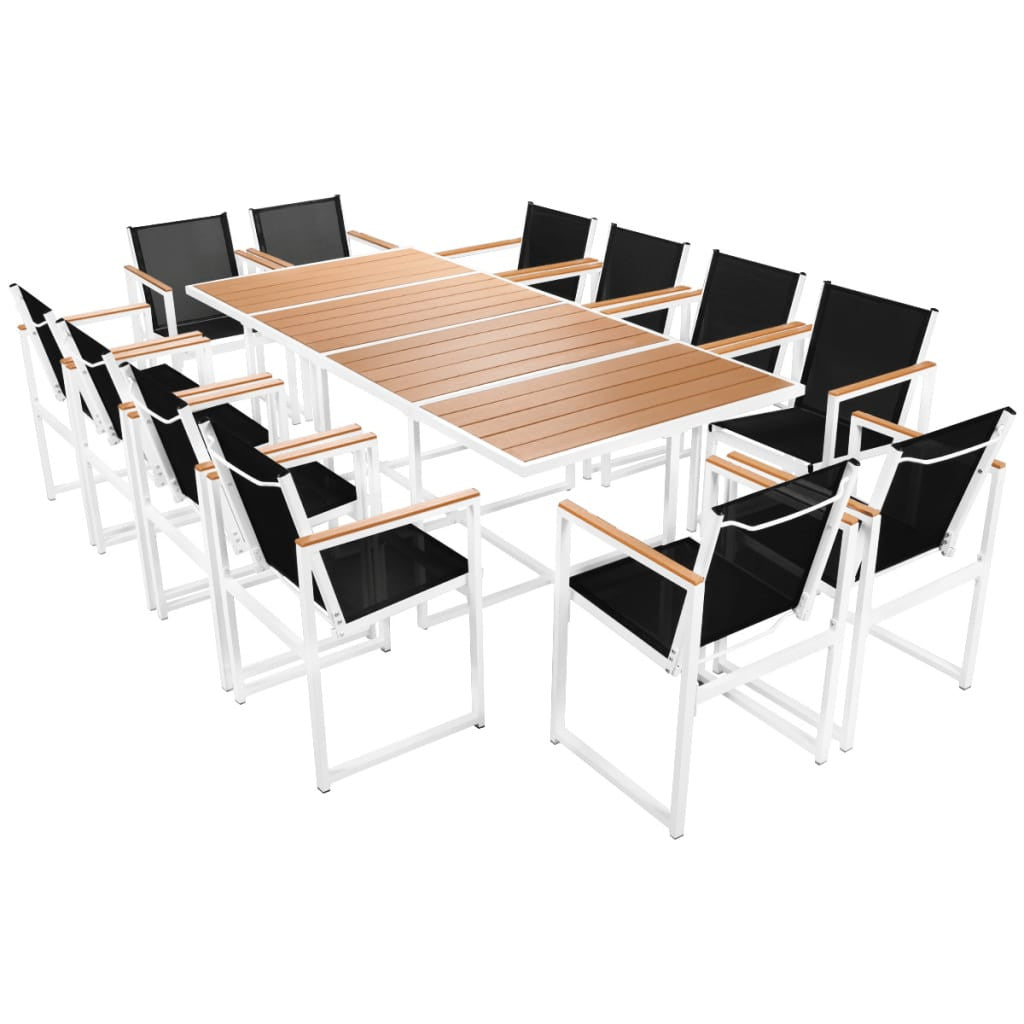 13-osainen Ulkoruokailuryhmä WPC pöytälevy alumiini