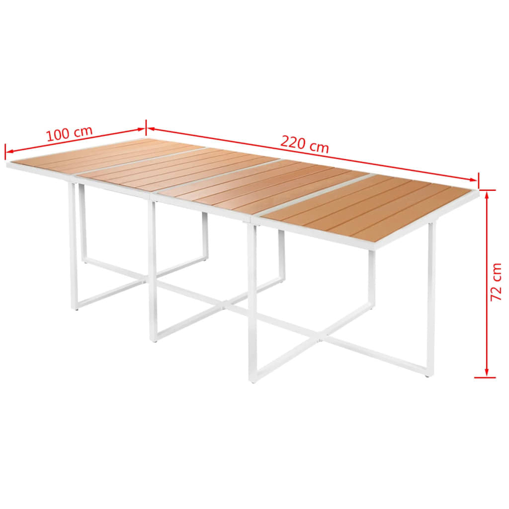 13-osainen Ulkoruokailuryhmä WPC pöytälevy alumiini
