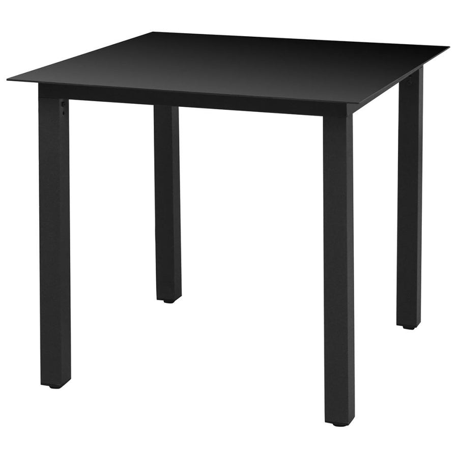 Trädgårdsbord, svart, 80x80x74 cm, aluminium och glas