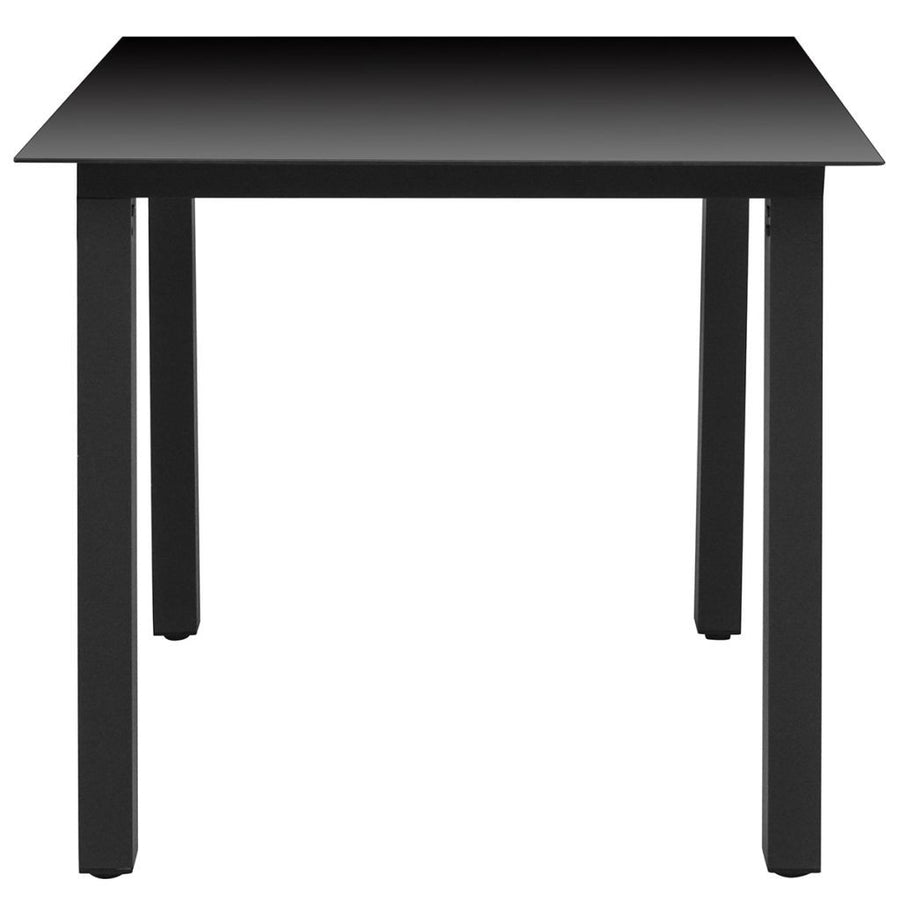 Trädgårdsbord, svart, 80x80x74 cm, aluminium och glas