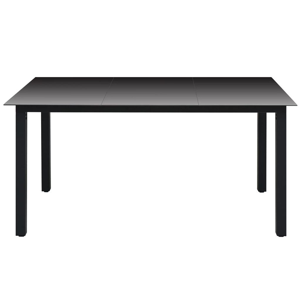 Trädgårdsbord, svart, 150x90x74 cm, aluminium och glas
