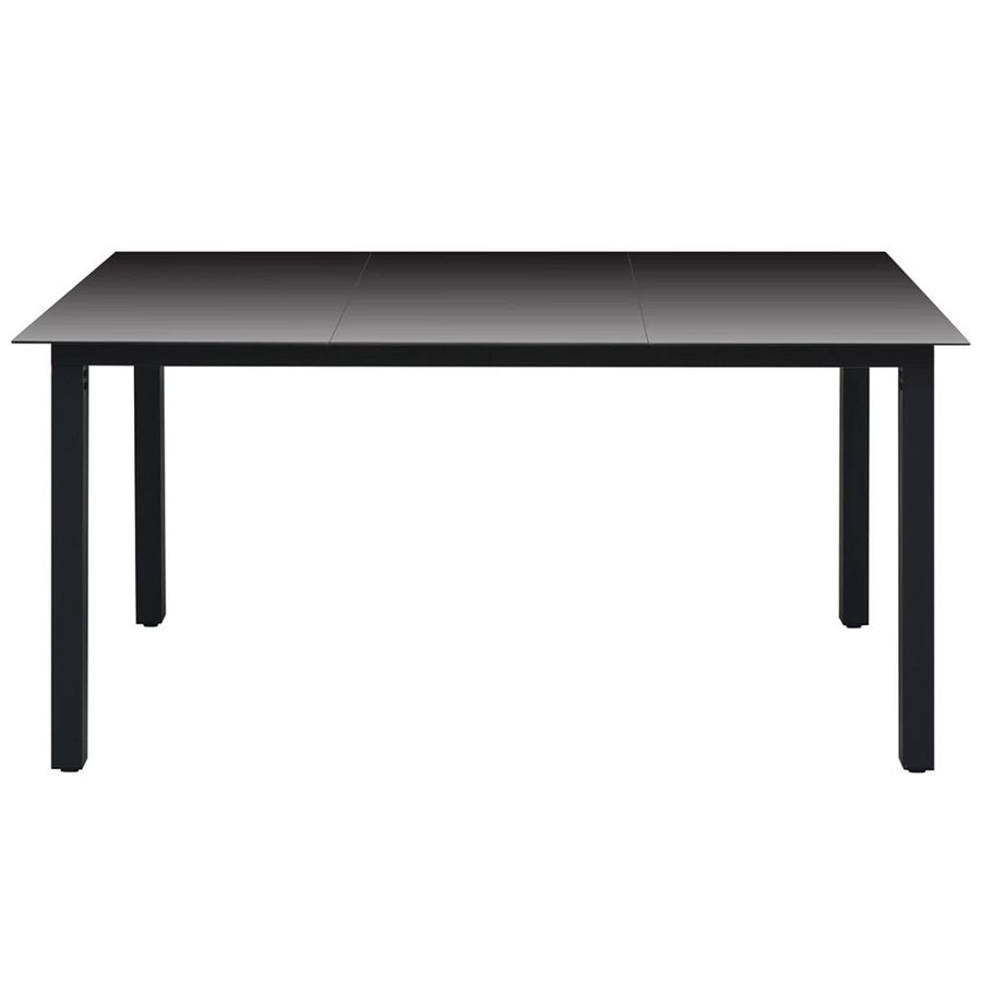Trädgårdsbord, svart, 150x90x74 cm, aluminium och glas
