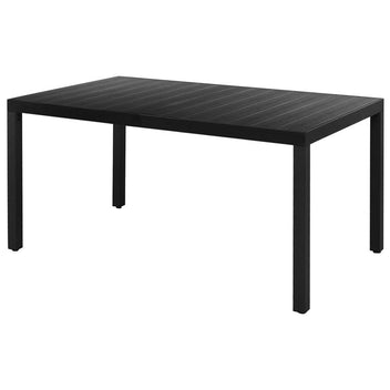 Trädgårdsbord, svart, 150x90x74 cm, aluminium och WPC