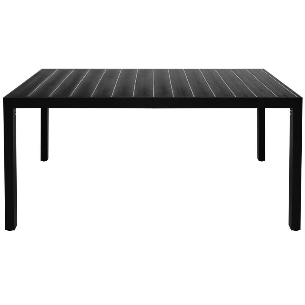 Trädgårdsbord, svart, 150x90x74 cm, aluminium och WPC