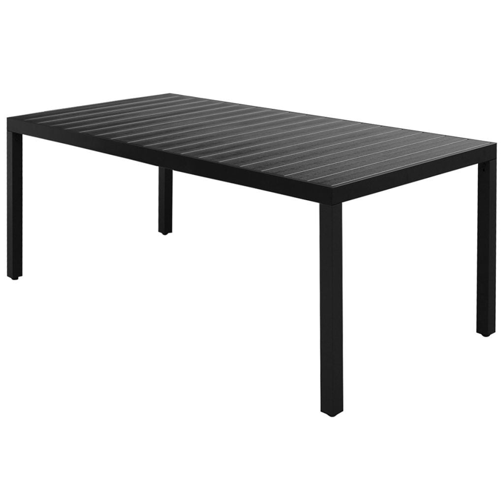 Trädgårdsbord, svart, 185x90x74 cm, aluminium och WPC