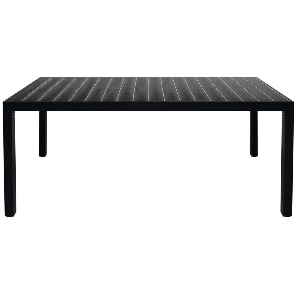 Trädgårdsbord, svart, 185x90x74 cm, aluminium och WPC