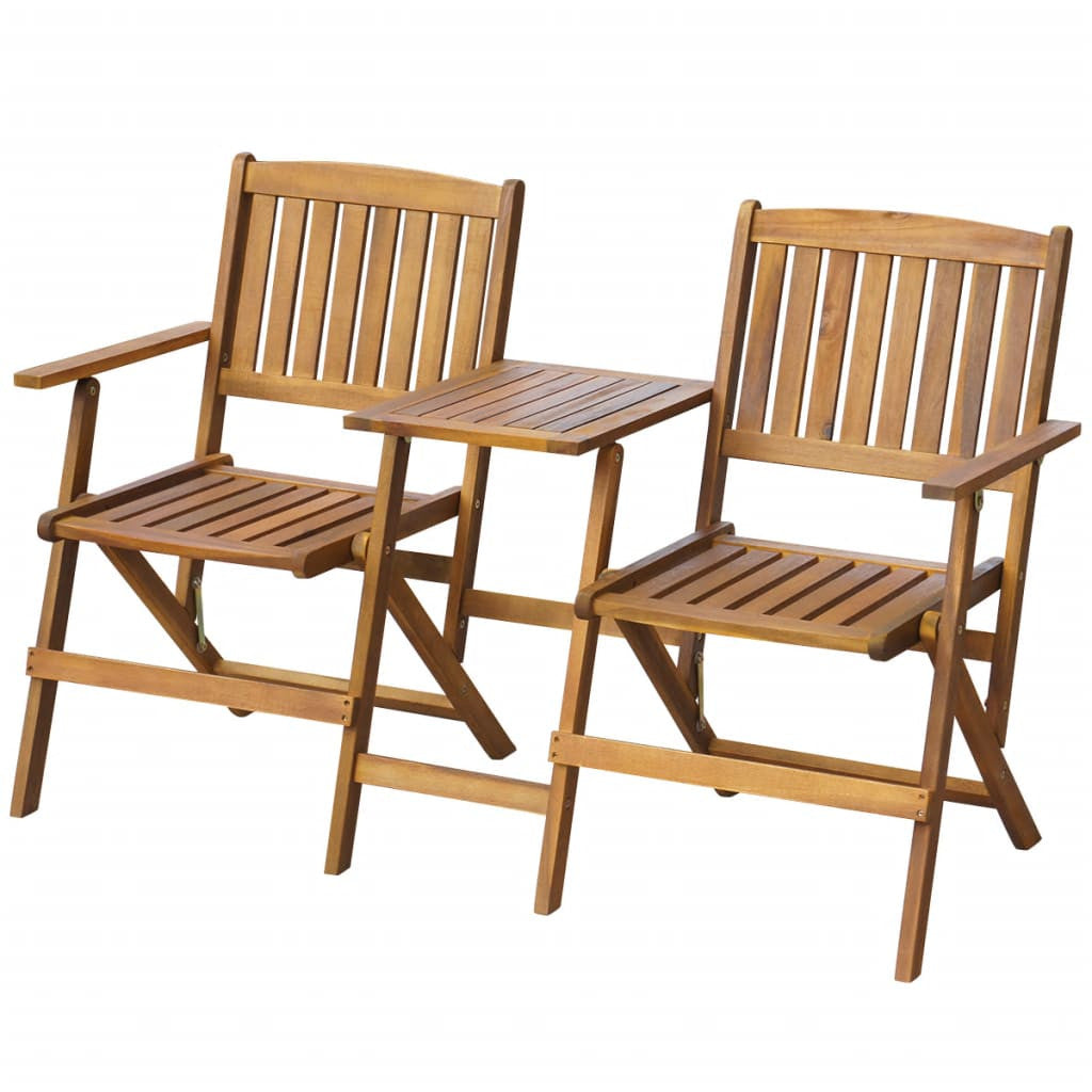 Hopfällbar dubbelbänk och litet bord 140 cm