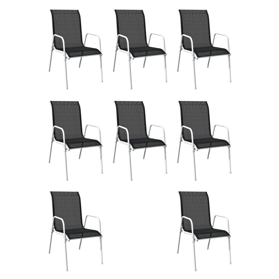 9-delars utomhusmatsalsmöbel, stål, svart