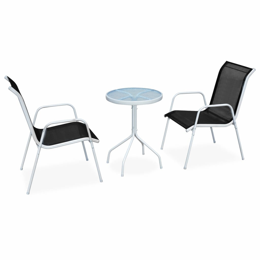 3-delat bistroset Stål svart