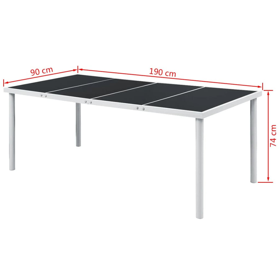 Trädgårdsbord 190x90x74 cm svart stål