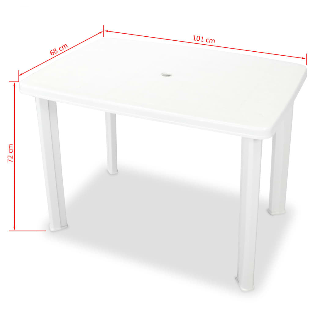 Trädgårdsbord, vitt, 101x68x72 cm, plast