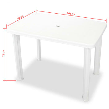 Trädgårdsbord, vitt, 101x68x72 cm, plast