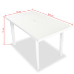 Puutarhapöytä valkoinen 126x76x72 cm muovi