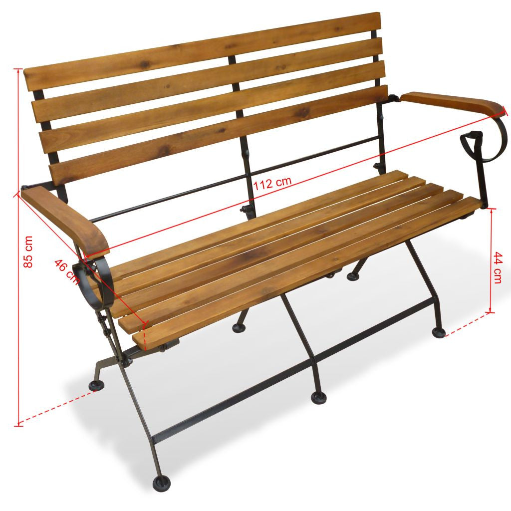 Kokoontaitettava puutarhapenkki 112 cm akaasiapuu