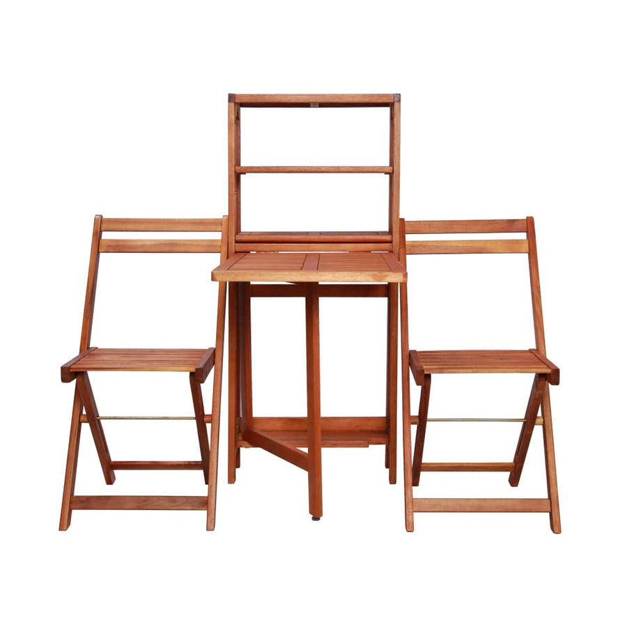 3-delat hopfällbart bistroset i akaciaträ