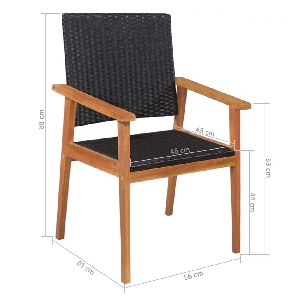 5-osainen Ulkoruokailuryhmä polyrottinki musta ja ruskea